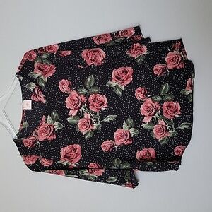 EBUH floral and polka dot blouse large